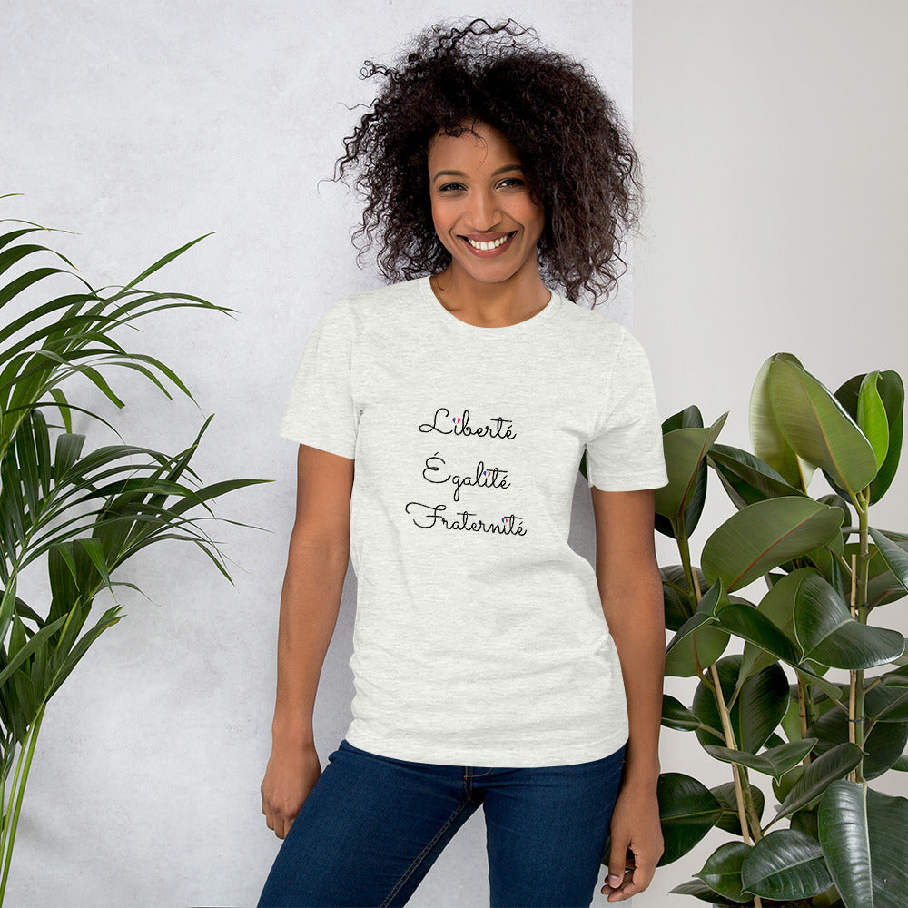 レディース半袖Tシャツ　Liberté, Éalité, Fraternité