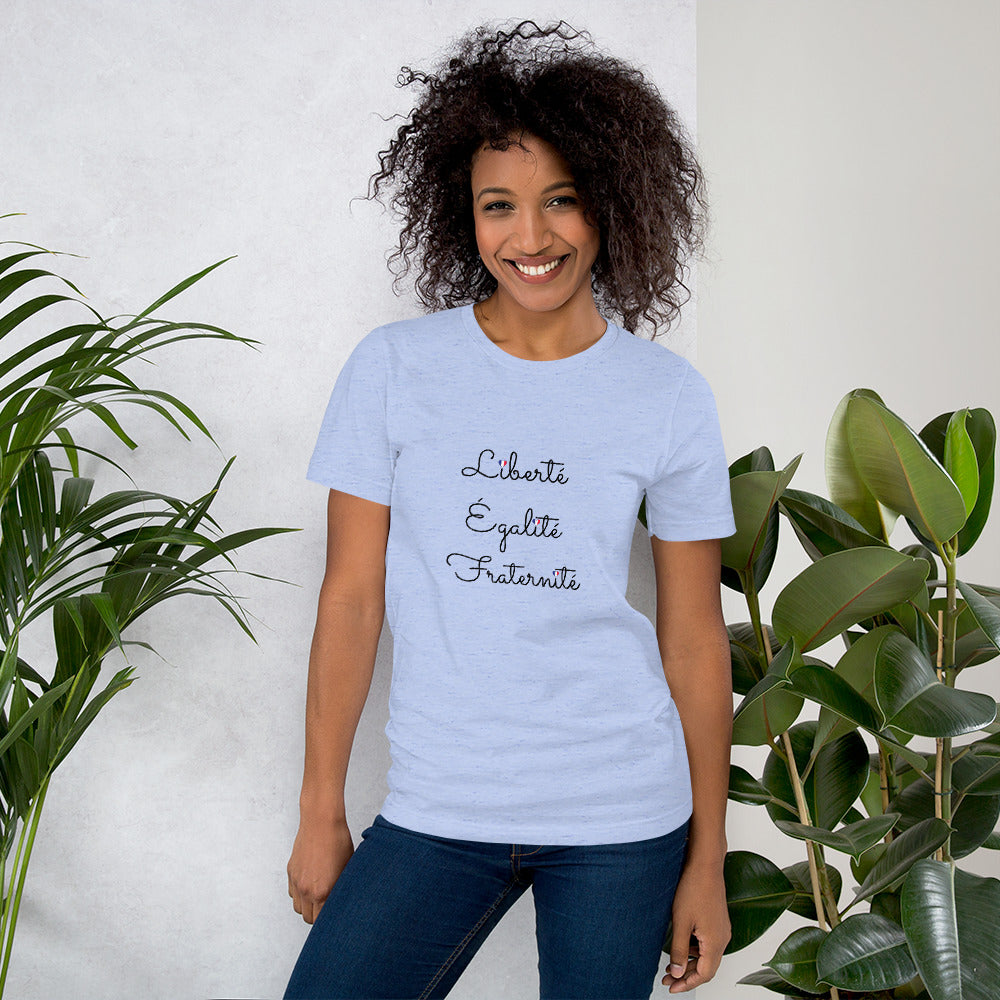 レディース半袖Tシャツ　Liberté, Éalité, Fraternité