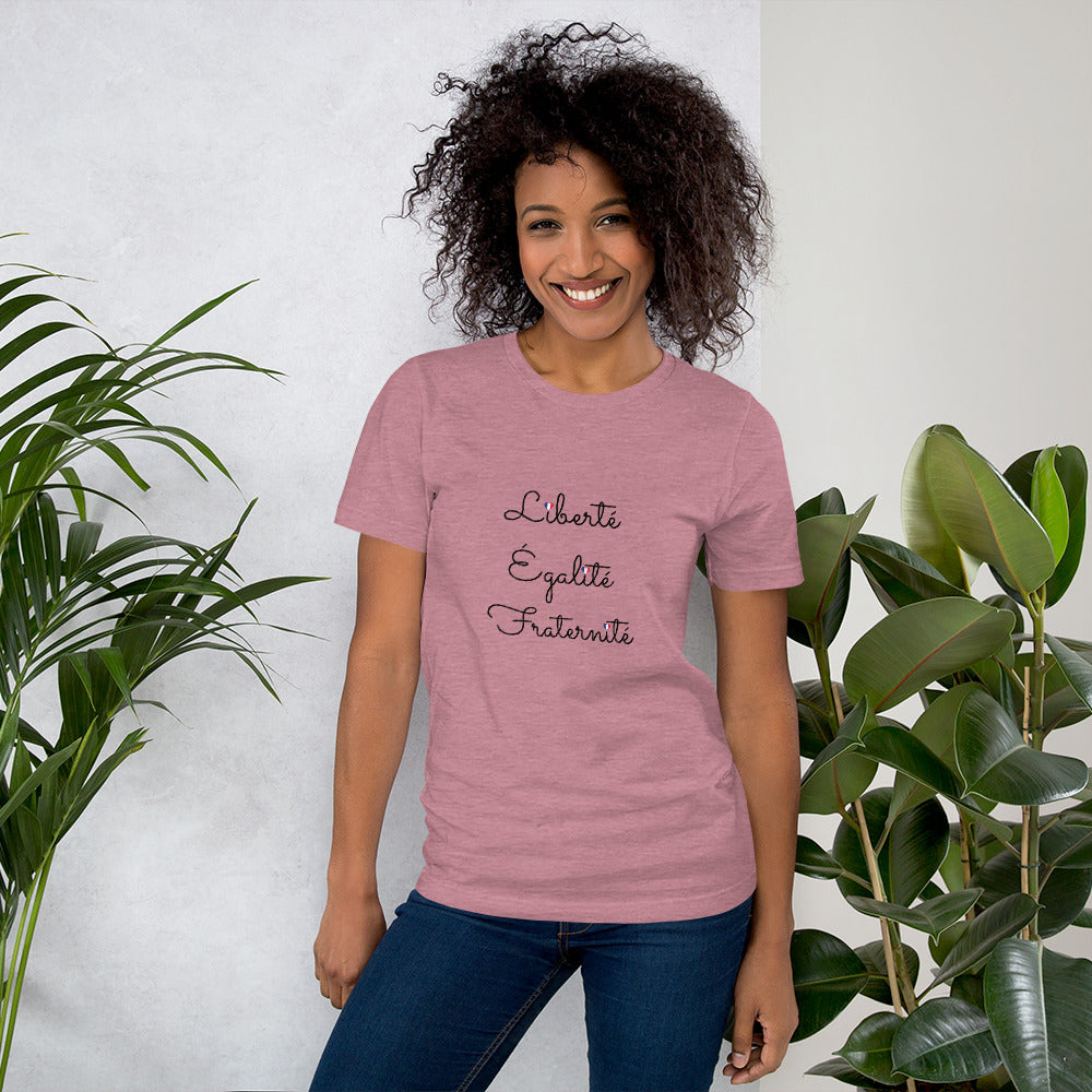 レディース半袖Tシャツ　Liberté, Éalité, Fraternité