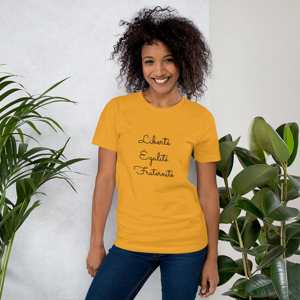 レディース半袖Tシャツ　Liberté, Éalité, Fraternité