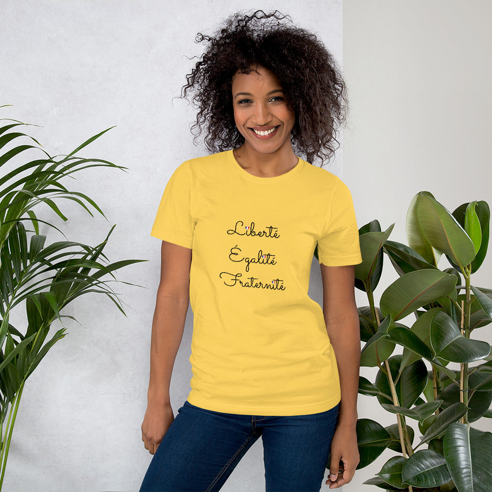 レディース半袖Tシャツ　Liberté, Éalité, Fraternité